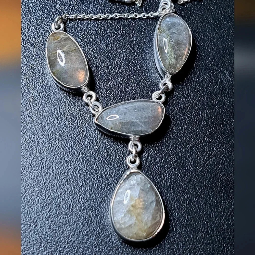 Madagascar Fire Labradorite Necklace 18"